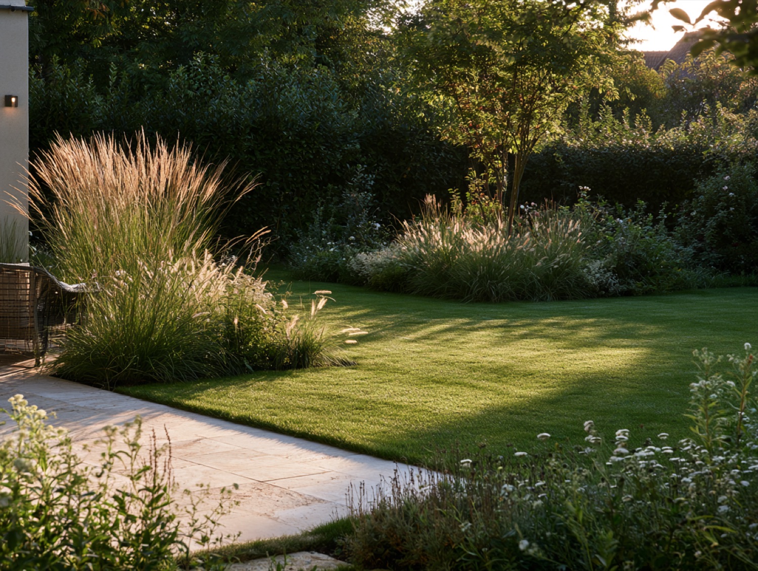 Jardin amenage terrasse pierre — paysagiste en Haute-Saône (70)